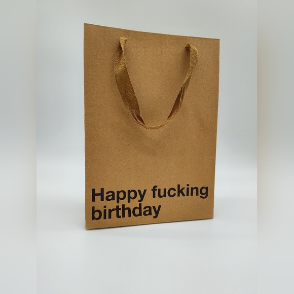 Milk Toast Other - "Happy Fucking Birthday" Kraft Gift Bag 11x8x4 Minimal Humor Funny Birthday